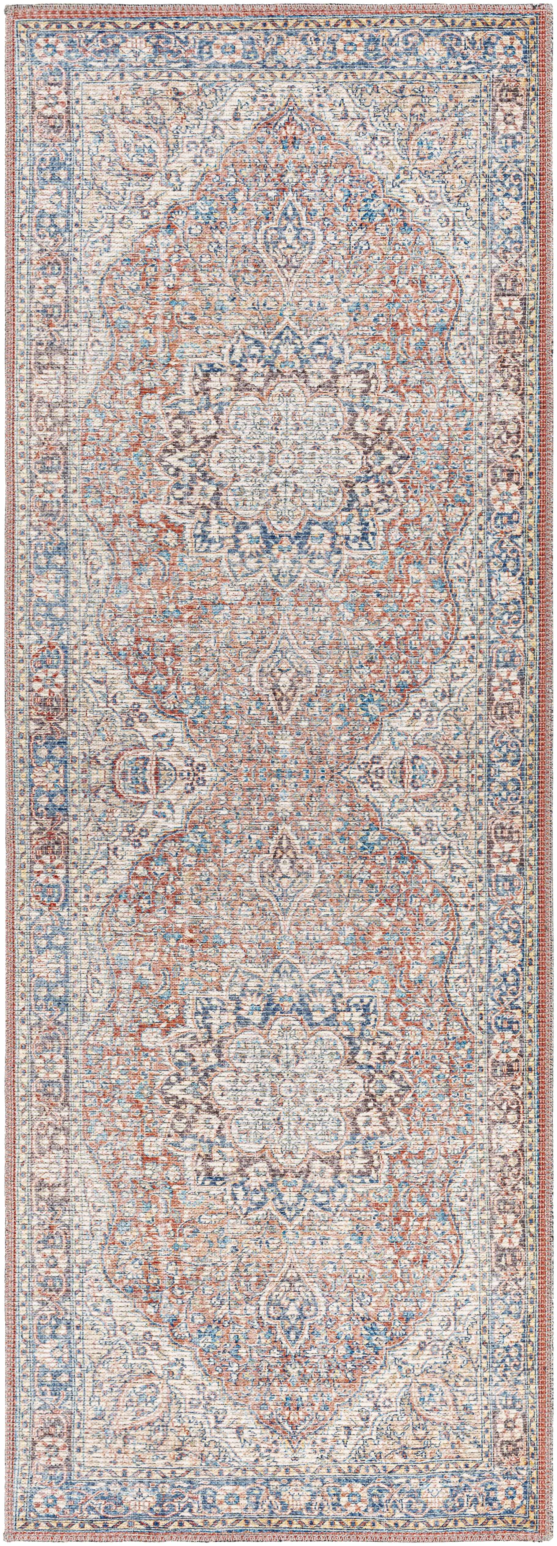 Cream Rust Maribojoc Medallion Washable Area Rug