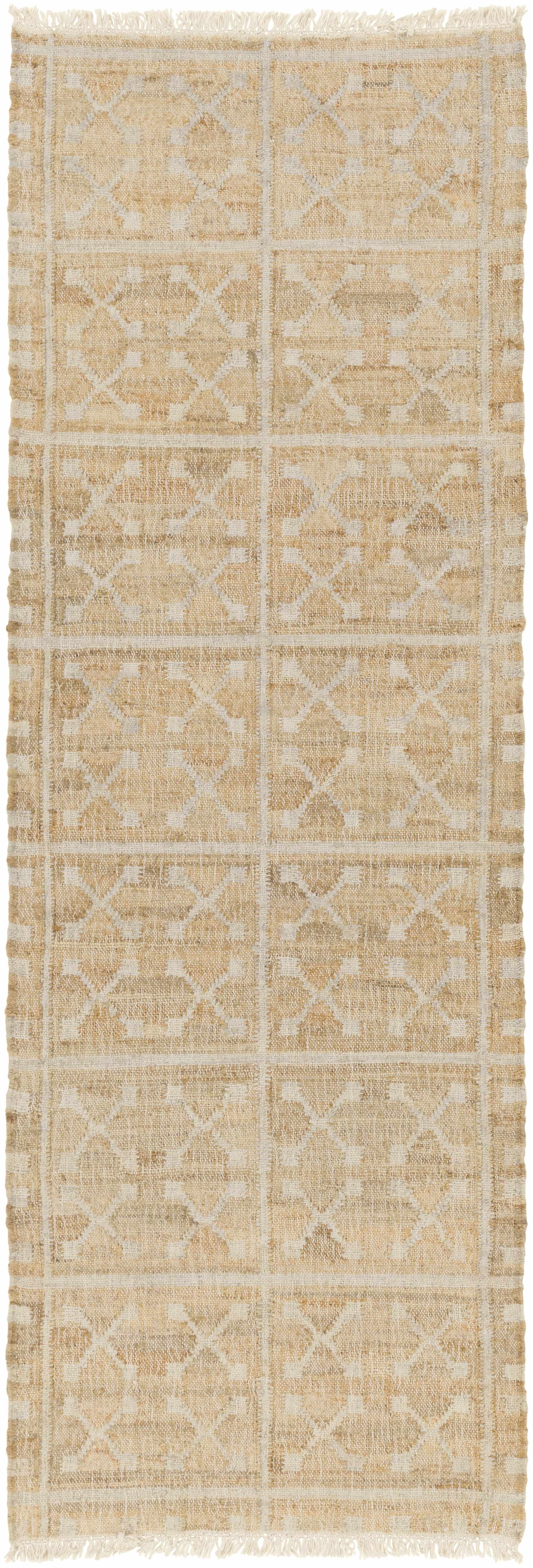 Rice Handcrafted Fringed Jute Carpet