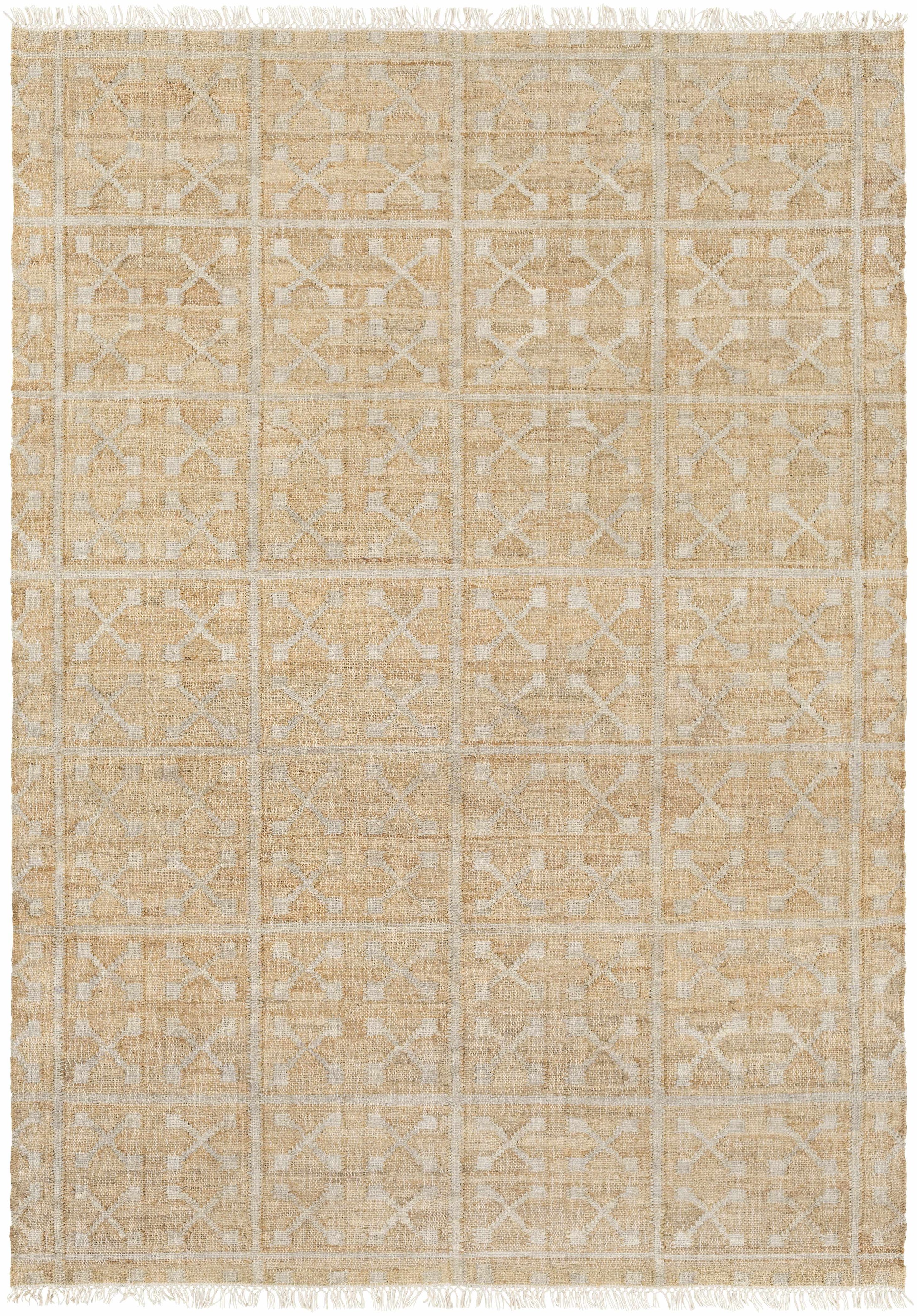 Rice Handcrafted Fringed Jute Carpet