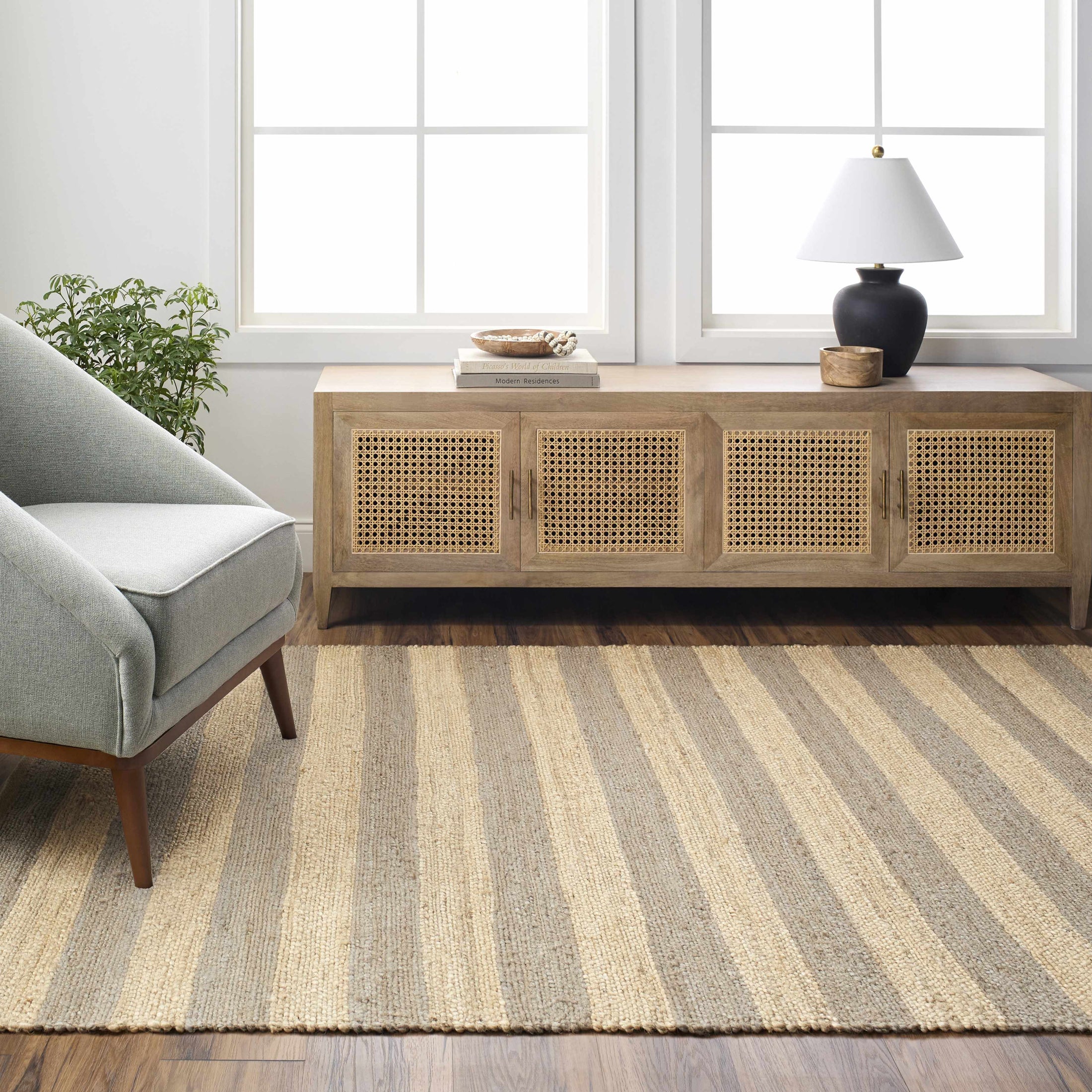 Ilkay Block Stripe Jute Rug