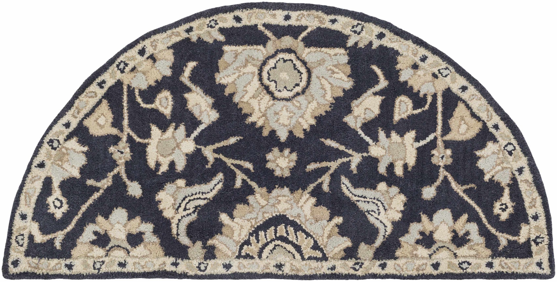 Copen Black Floral Wool Rug