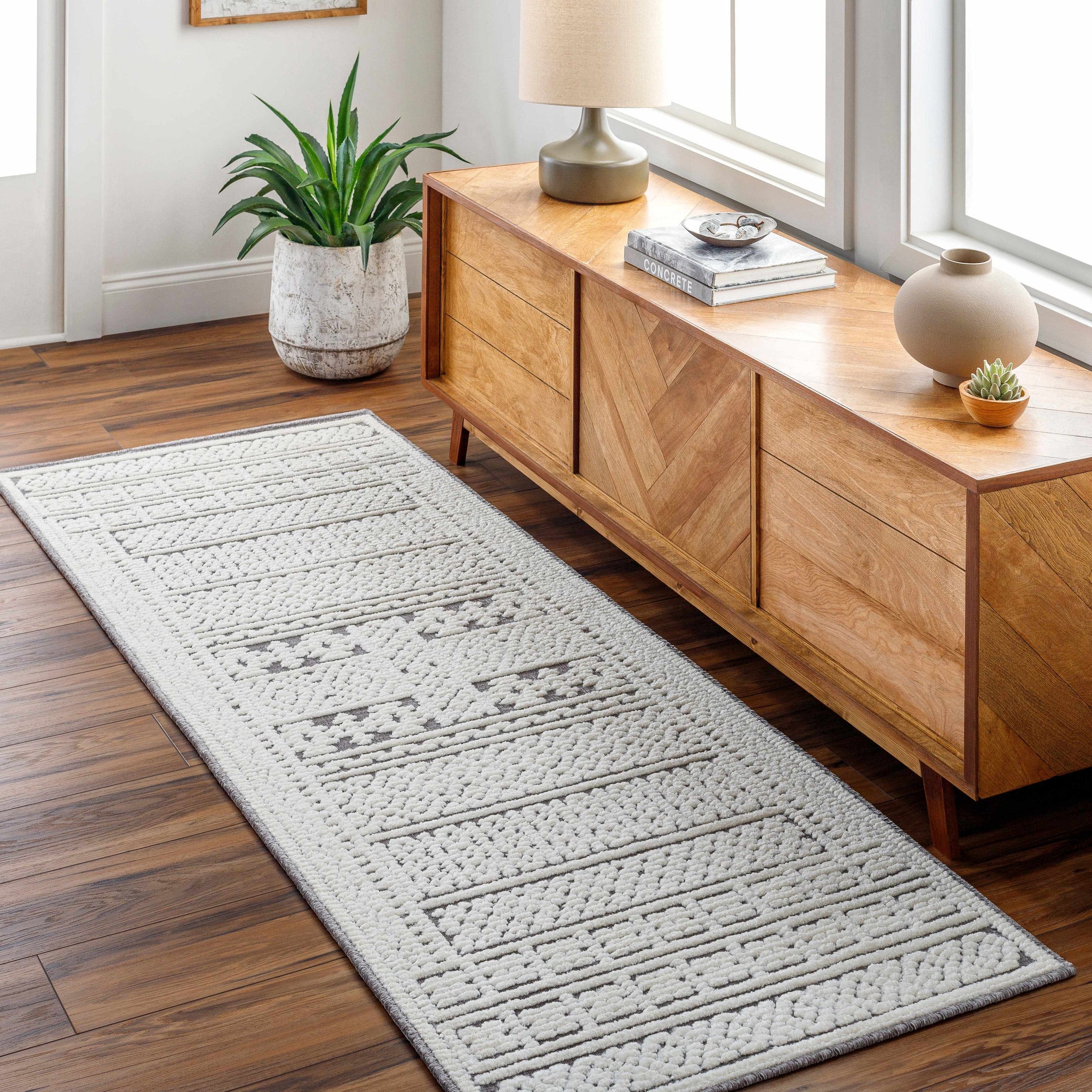 Bahar Cream & Gray Washable Area Rug - Clearance